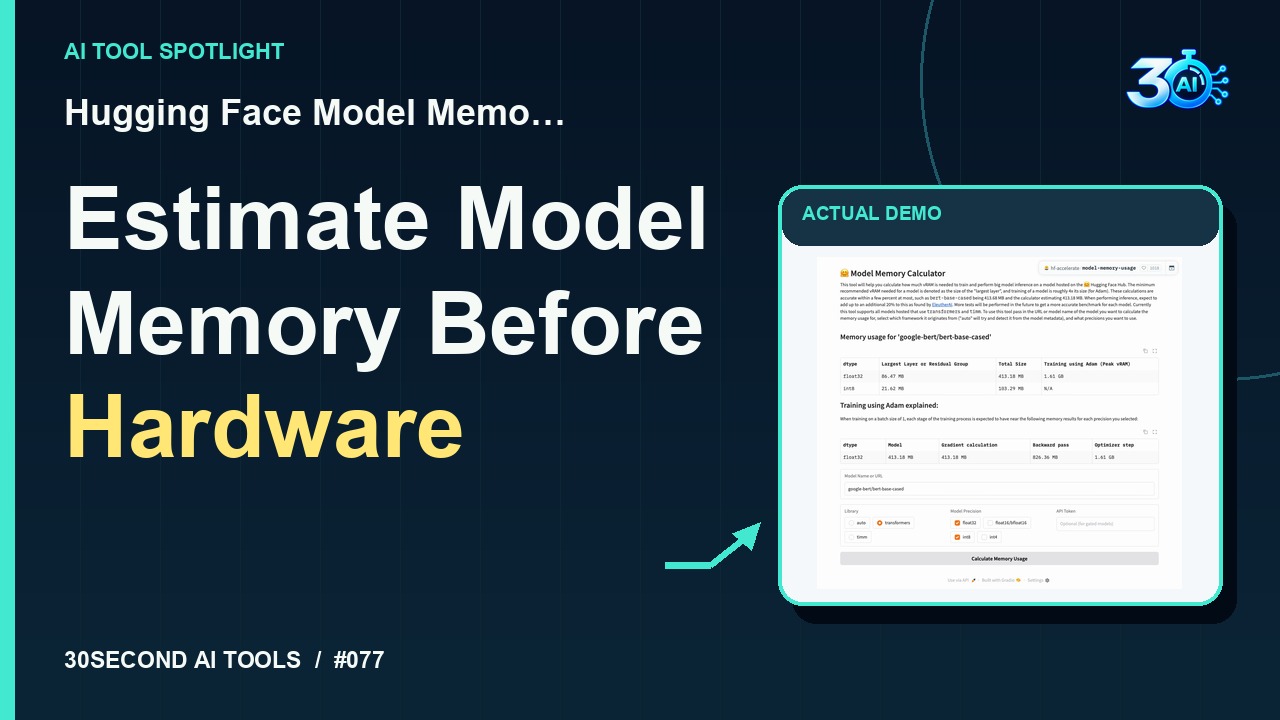 Hugging Face Model Memory Calculator demonstration