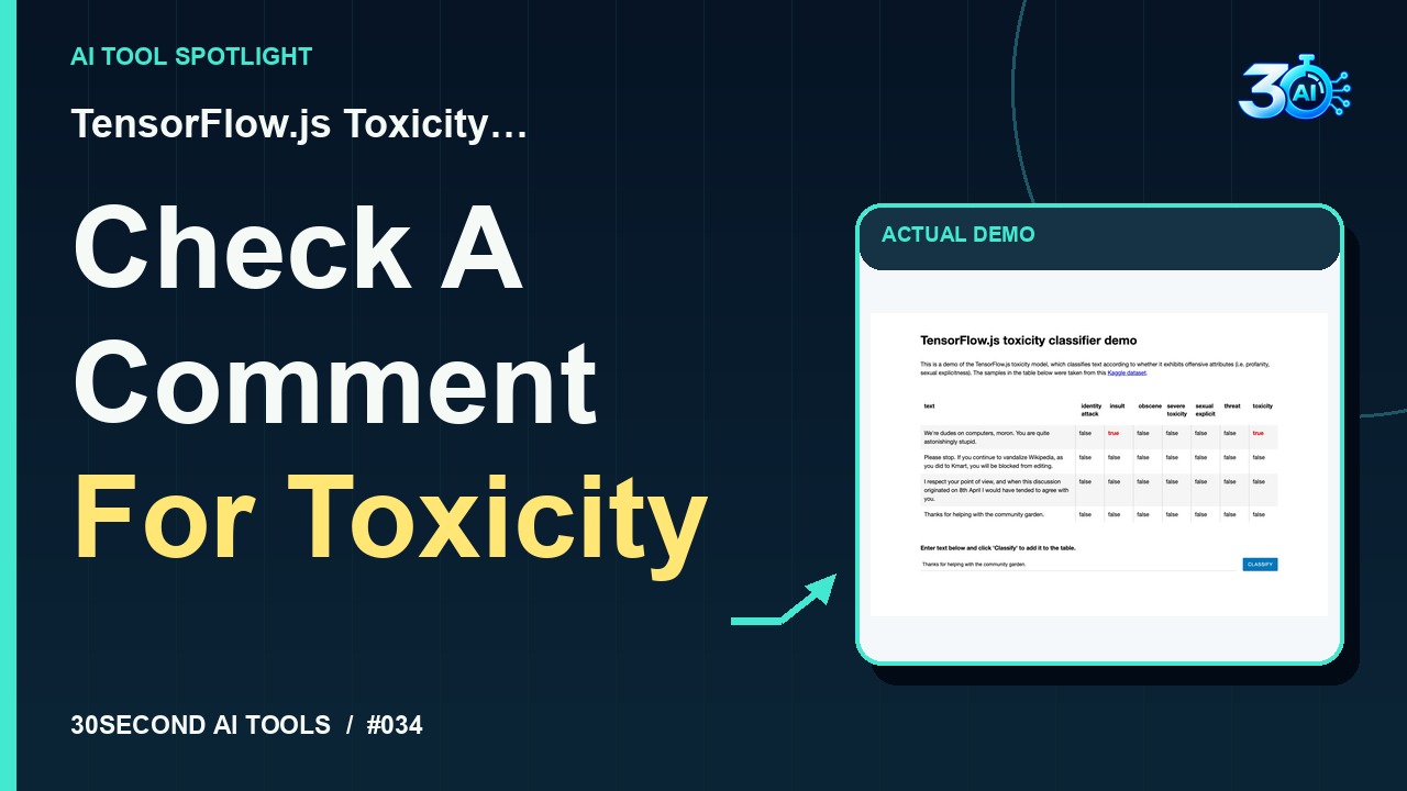 TensorFlow.js Toxicity Classifier demonstration